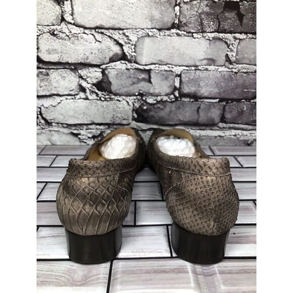 Lloyd Vibram Bronze Shimmer Leather SnakeSkin Designer Loafers Women Sz 41EU/10M - Picture 7 of 16